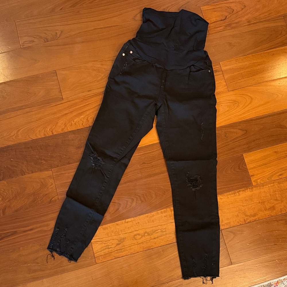 Pregnancy Black Distressed Jeans